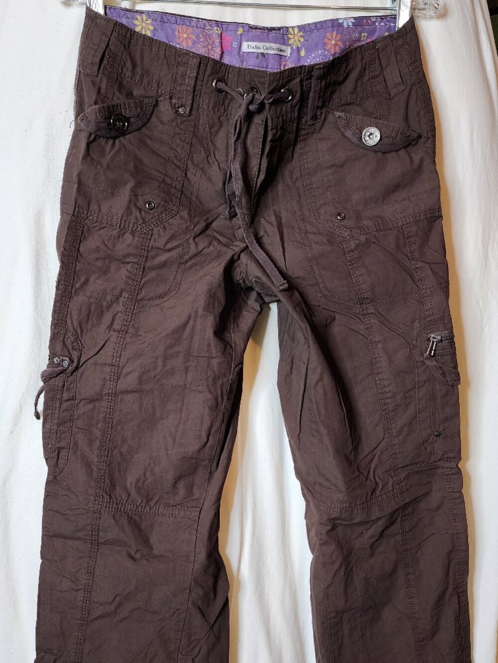 Dalia Collection Brown Cargo Adjustable Length Pants